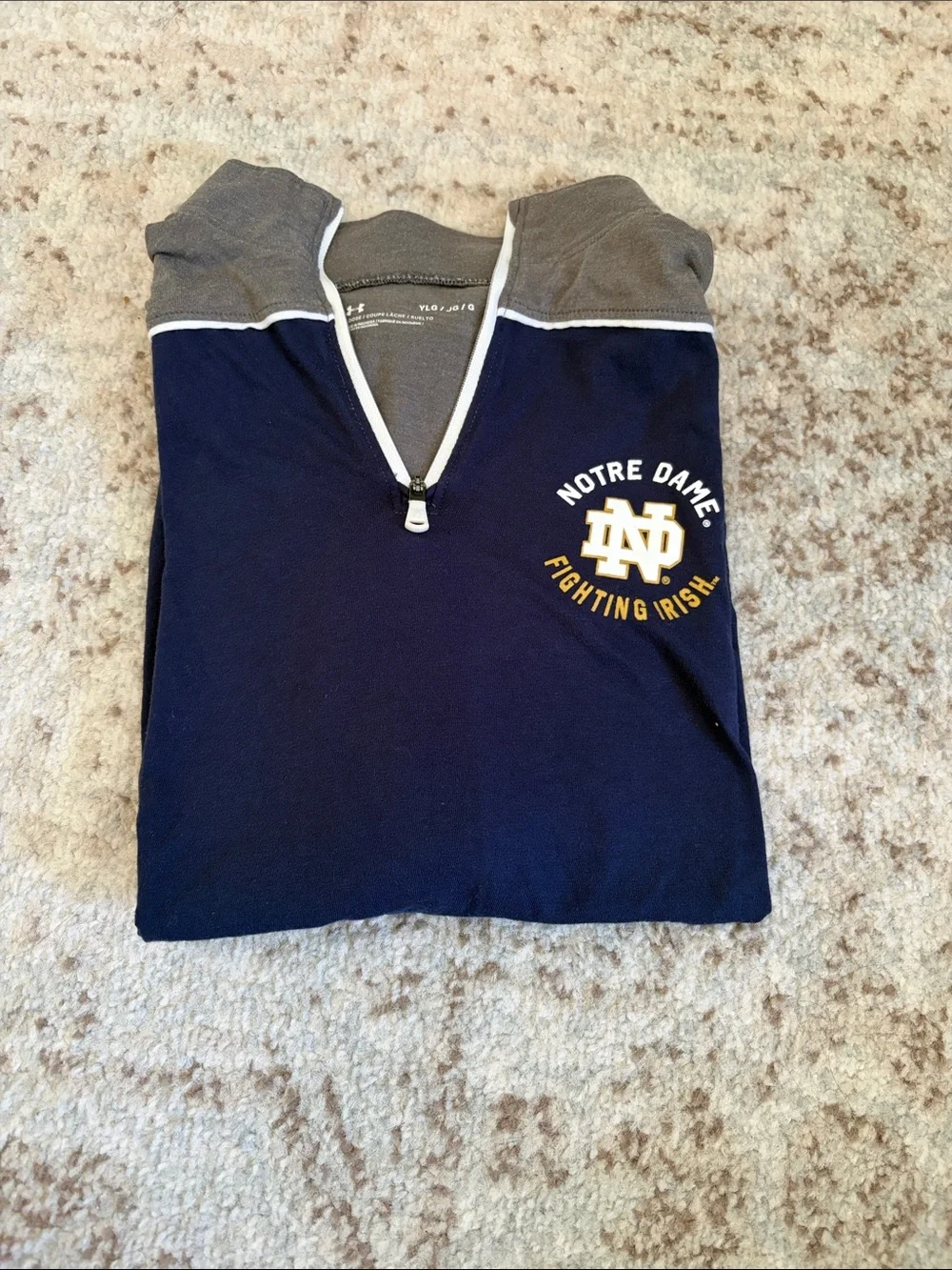 Notre Dame-Under Armour Kids Navy & Gray Notre Dame Quarter-Zip Pullover